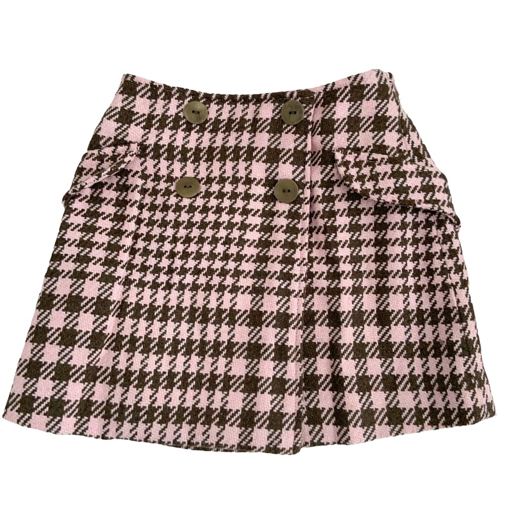 Lily GAUFRETTE HOUNDS TOOTH PINK AND BRIWN SZ: 5 elastic back waist